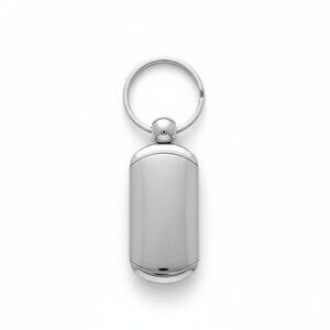 Silver-Tone Stainless Steel Rectangular Keychain With Polished & Matte Finish